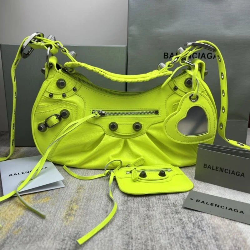 Balenciaga Le Cagole Fluo Yellow Motorcycle Dumpling Bag Affordable 38365