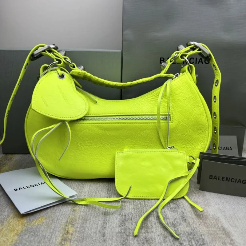 Balenciaga Le Cagole Fluo Yellow Motorcycle Dumpling Bag Affordable 38365