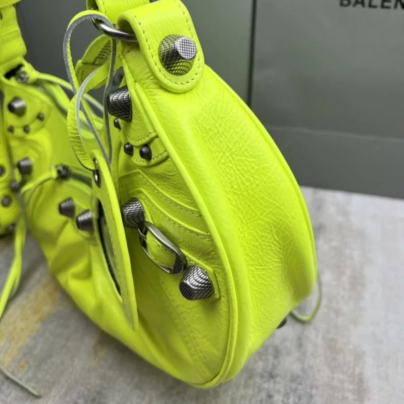 Balenciaga Le Cagole Fluo Yellow Motorcycle Dumpling Bag Affordable 38365