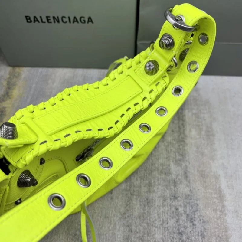 Balenciaga Le Cagole Fluo Yellow Motorcycle Dumpling Bag Affordable 38365