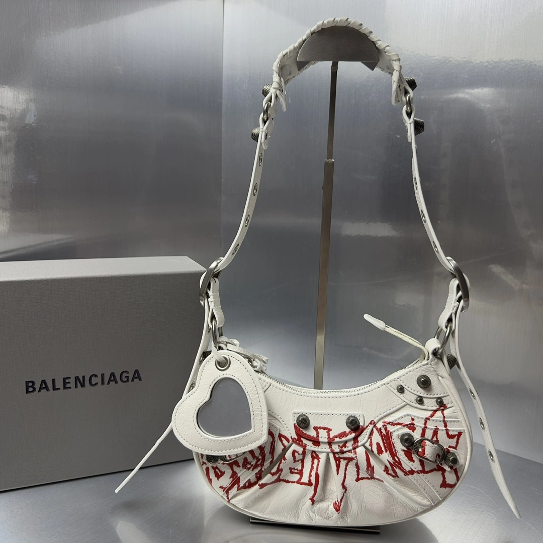 Balenciaga Le Cagole Graffiti Half-Moon Underarm Bag - Retro Rock Effortless 72569