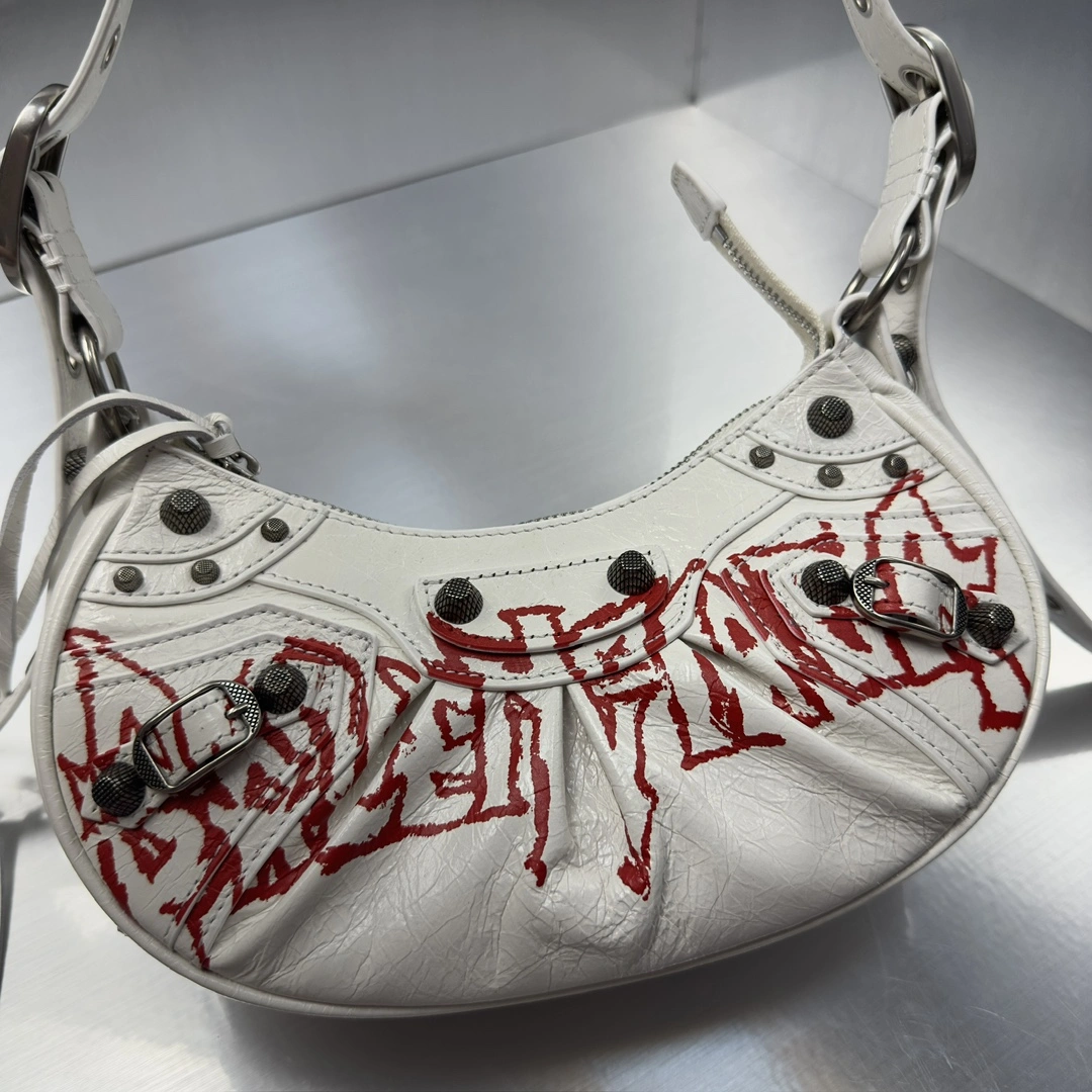 Balenciaga Le Cagole Graffiti Half-Moon Underarm Bag - Retro Rock Effortless 72569