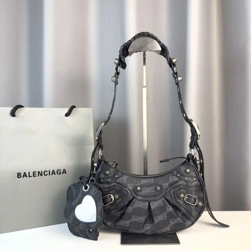 Balenciaga Le Cagole Half-Moon Crossbody Bag - Black Minimalist 38391