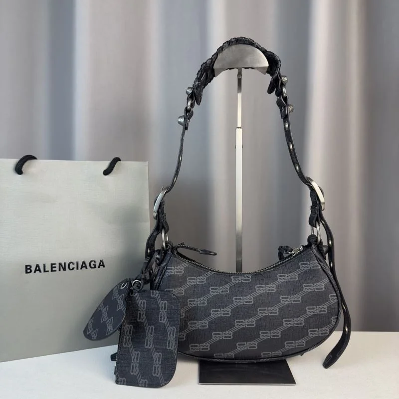 Balenciaga Le Cagole Half-Moon Crossbody Bag - Black Minimalist 38391