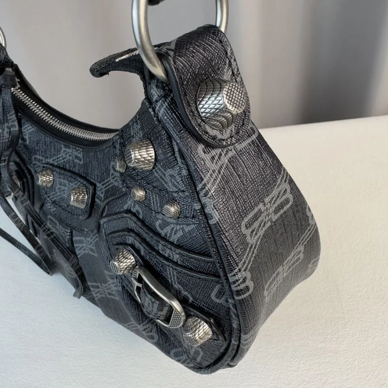 Balenciaga Le Cagole Half-Moon Crossbody Bag - Black Minimalist 38391