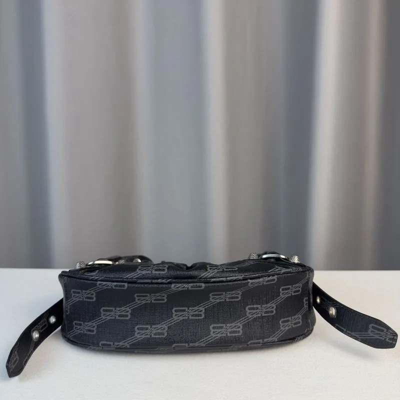 Balenciaga Le Cagole Half-Moon Crossbody Bag - Black Minimalist 38391
