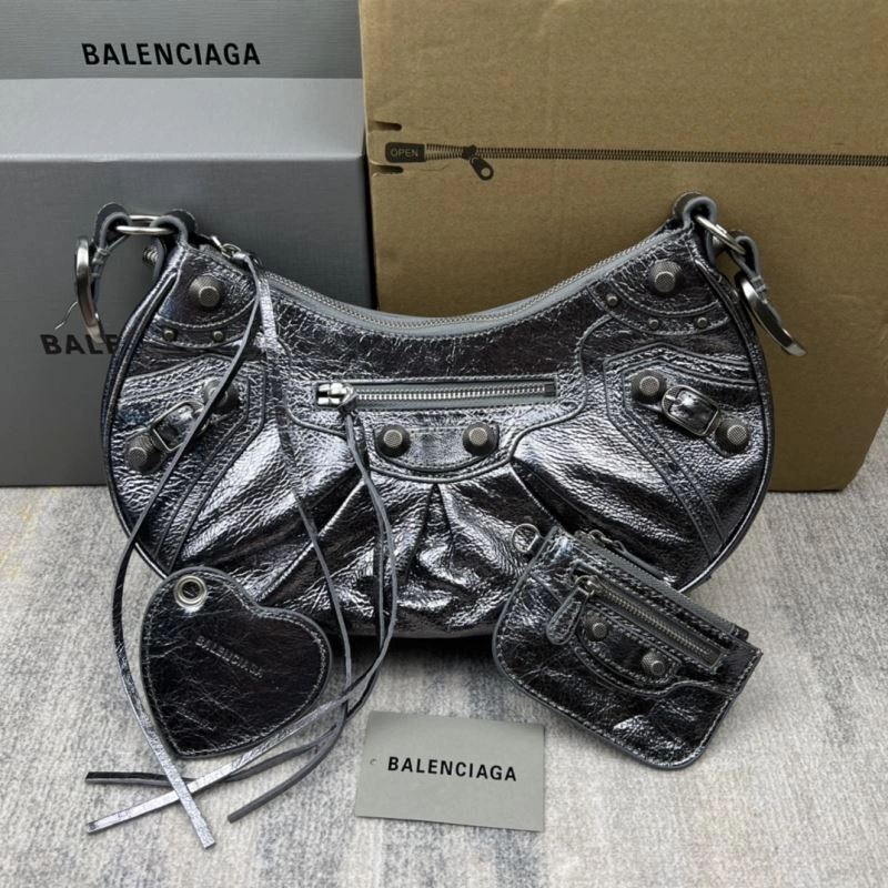 UrbanChic Balenciaga Le Cagole Half-Moon Dumpling Bag - Silver Edition 75360