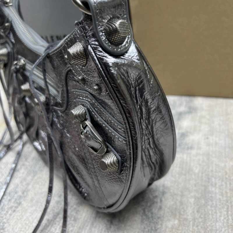 UrbanChic Balenciaga Le Cagole Half-Moon Dumpling Bag - Silver Edition 75360