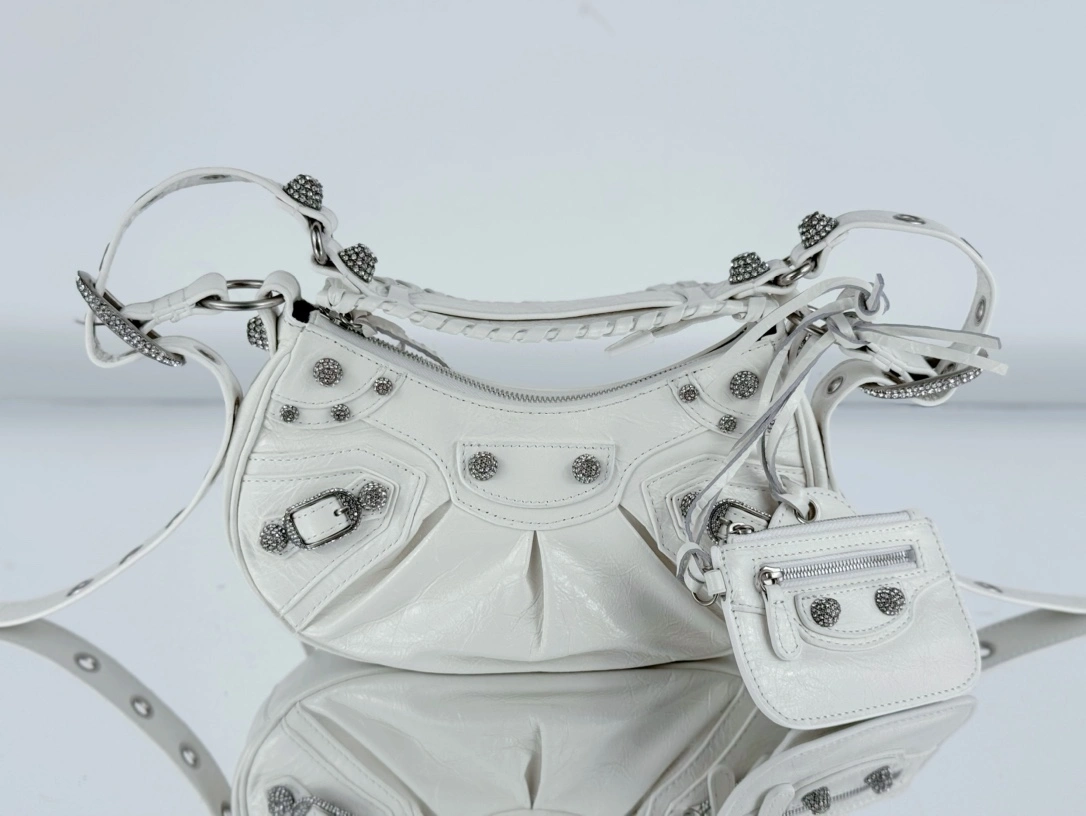 Balenciaga Le Cagole Half-Moon Dumpling Bag - Small White Wax Seasonal 61075