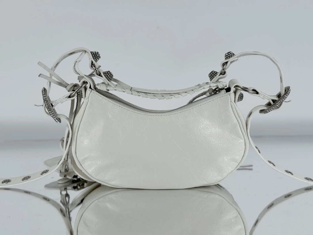 Balenciaga Le Cagole Half-Moon Dumpling Bag - Small White Wax Seasonal 61075