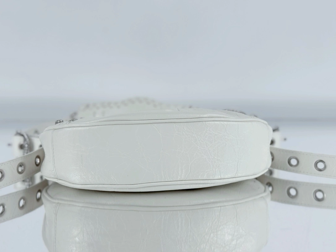 Balenciaga Le Cagole Half-Moon Dumpling Bag - Small White Wax Seasonal 61075