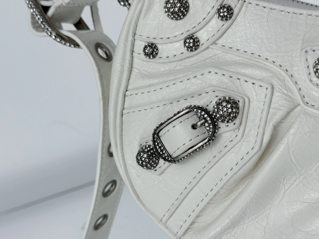 Balenciaga Le Cagole Half-Moon Dumpling Bag - Small White Wax Seasonal 61075
