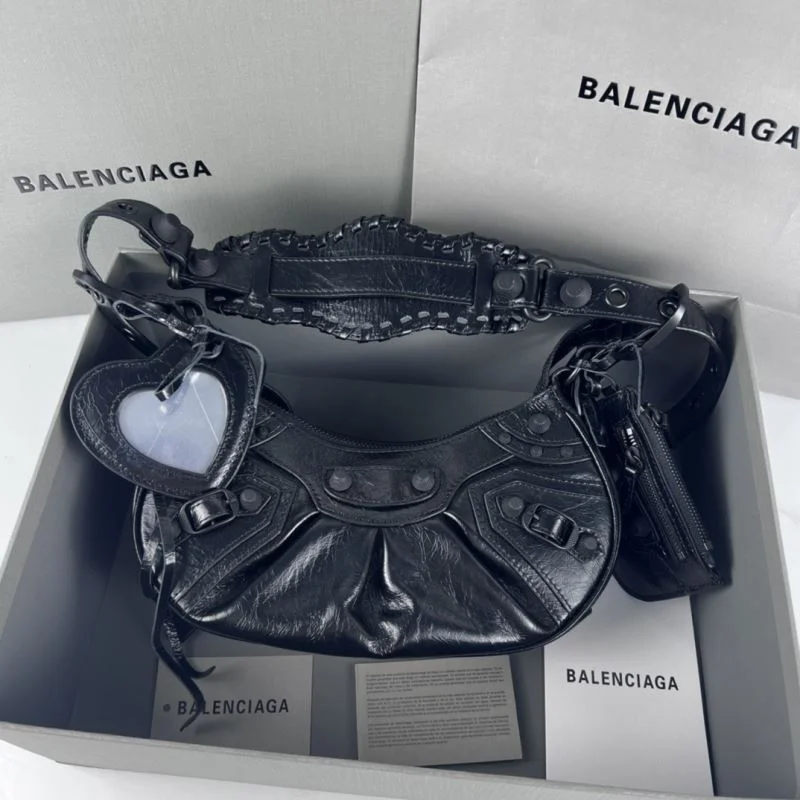 Balenciaga Le Cagole Half-Moon Dumpling Bag in Black Wax TravelReady 38339
