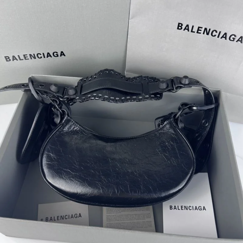 Balenciaga Le Cagole Half-Moon Dumpling Bag in Black Wax TravelReady 38339