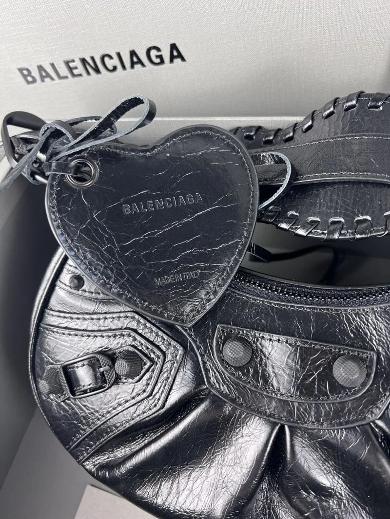Balenciaga Le Cagole Half-Moon Dumpling Bag in Black Wax TravelReady 38339