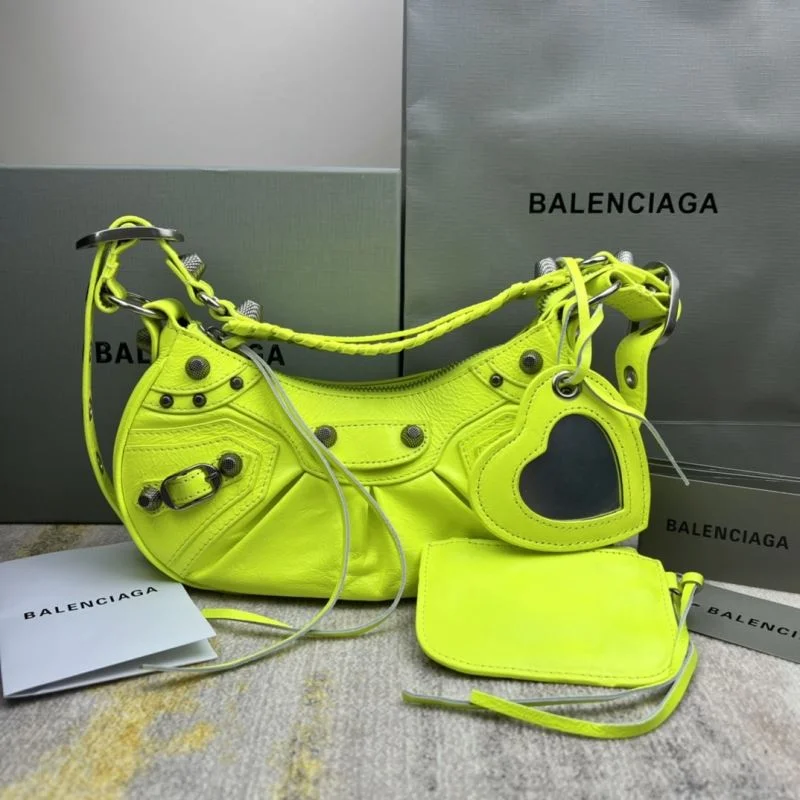Tailored Balenciaga Le Cagole Half-Moon Dumpling Bag in Fluorescent Yellow 38337