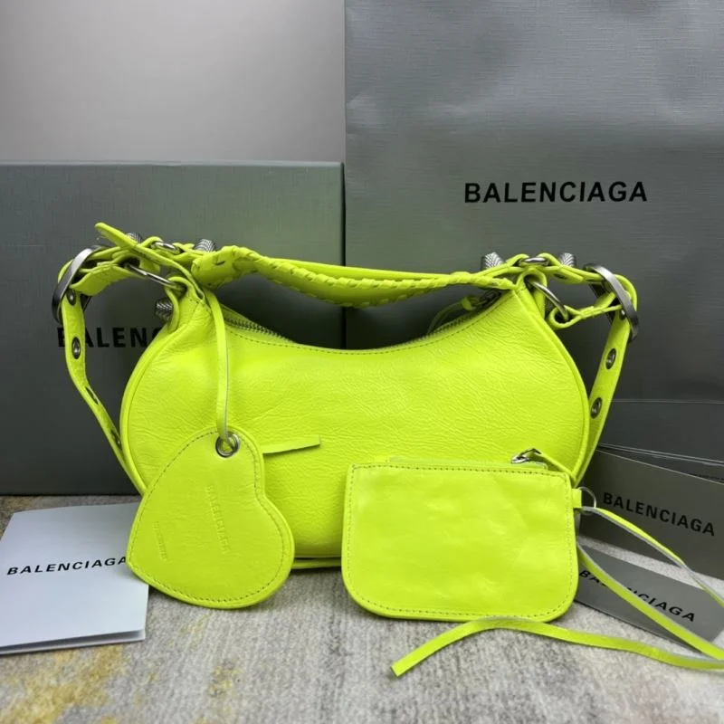 Tailored Balenciaga Le Cagole Half-Moon Dumpling Bag in Fluorescent Yellow 38337