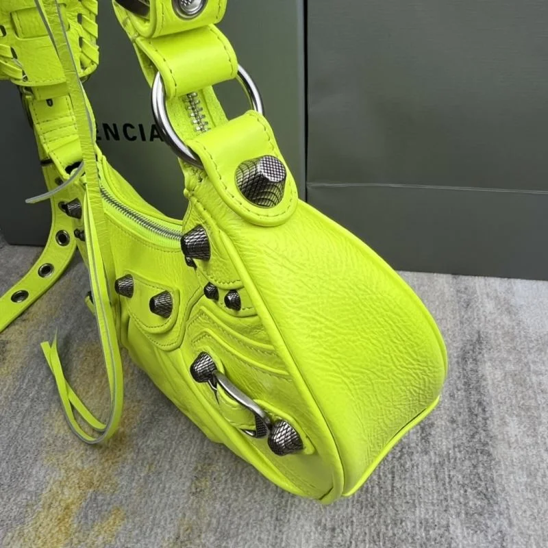 Tailored Balenciaga Le Cagole Half-Moon Dumpling Bag in Fluorescent Yellow 38337