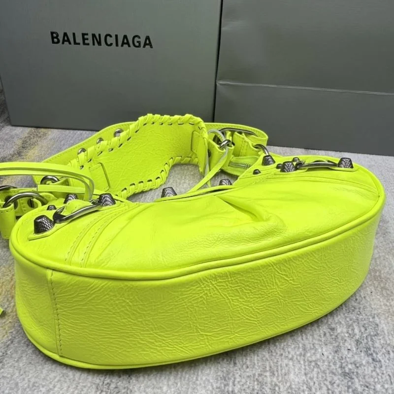 Tailored Balenciaga Le Cagole Half-Moon Dumpling Bag in Fluorescent Yellow 38337