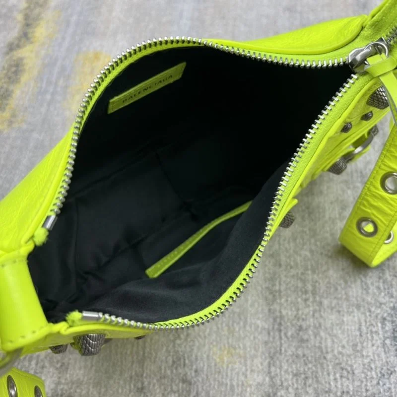 Tailored Balenciaga Le Cagole Half-Moon Dumpling Bag in Fluorescent Yellow 38337