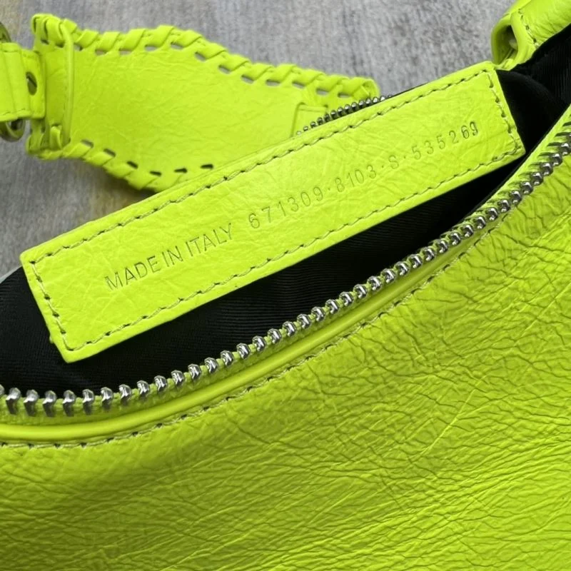 Tailored Balenciaga Le Cagole Half-Moon Dumpling Bag in Fluorescent Yellow 38337