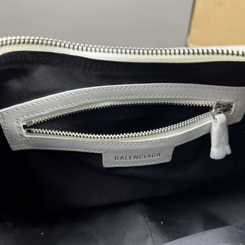Modern Balenciaga Le Cagole Half-Moon Dumpling Bag in Oil Wax White 38378