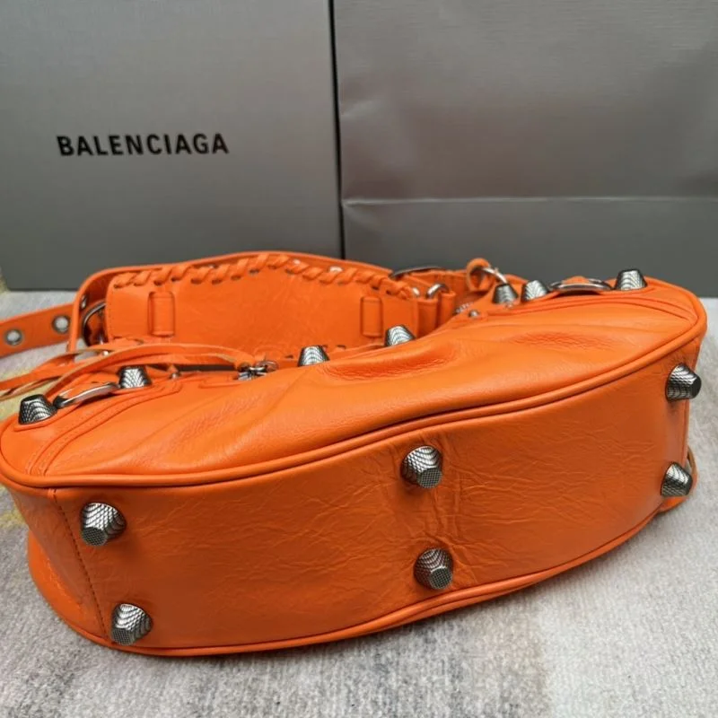 Stylish Balenciaga Le Cagole Half-Moon Dumpling Bag in Orange Wax 38349
