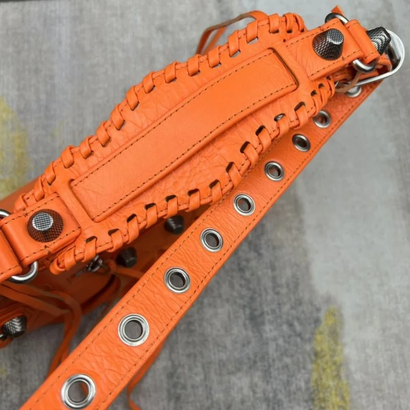 Stylish Balenciaga Le Cagole Half-Moon Dumpling Bag in Orange Wax 38349
