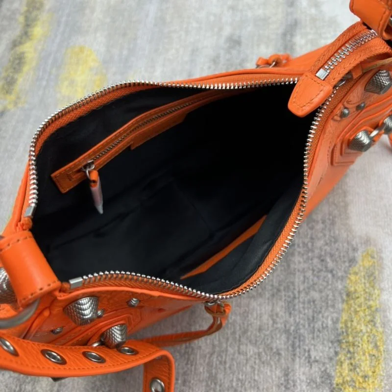 Stylish Balenciaga Le Cagole Half-Moon Dumpling Bag in Orange Wax 38349