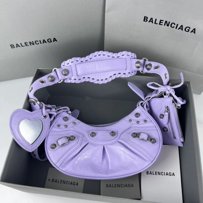 Balenciaga Le Cagole Half-Moon Dumpling Bag in Purple OnTrend 38348