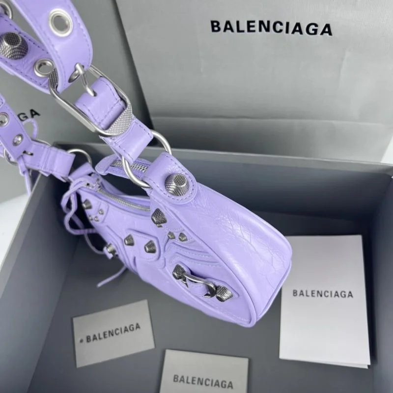 Balenciaga Le Cagole Half-Moon Dumpling Bag in Purple OnTrend 38348