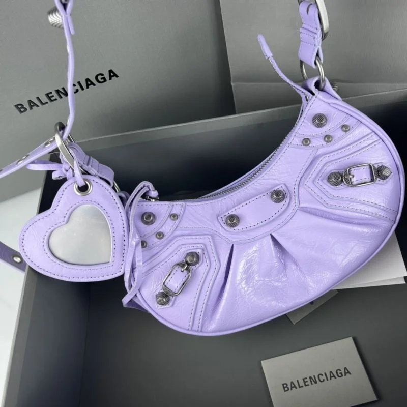 Balenciaga Le Cagole Half-Moon Dumpling Bag in Purple OnTrend 38348