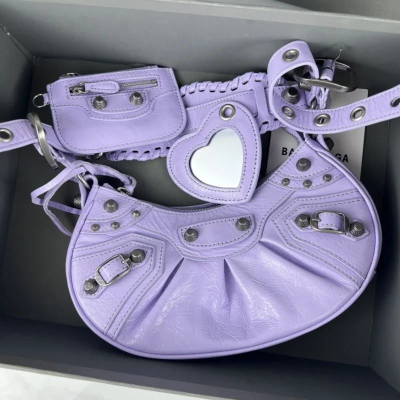 Balenciaga Le Cagole Half-Moon Dumpling Bag in Purple OnTrend 38348