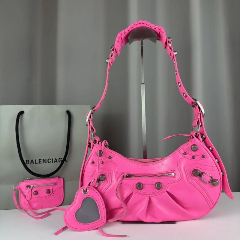 Balenciaga Le Cagole Half-Moon Pink Twill Crossbody Bag Bright 38355