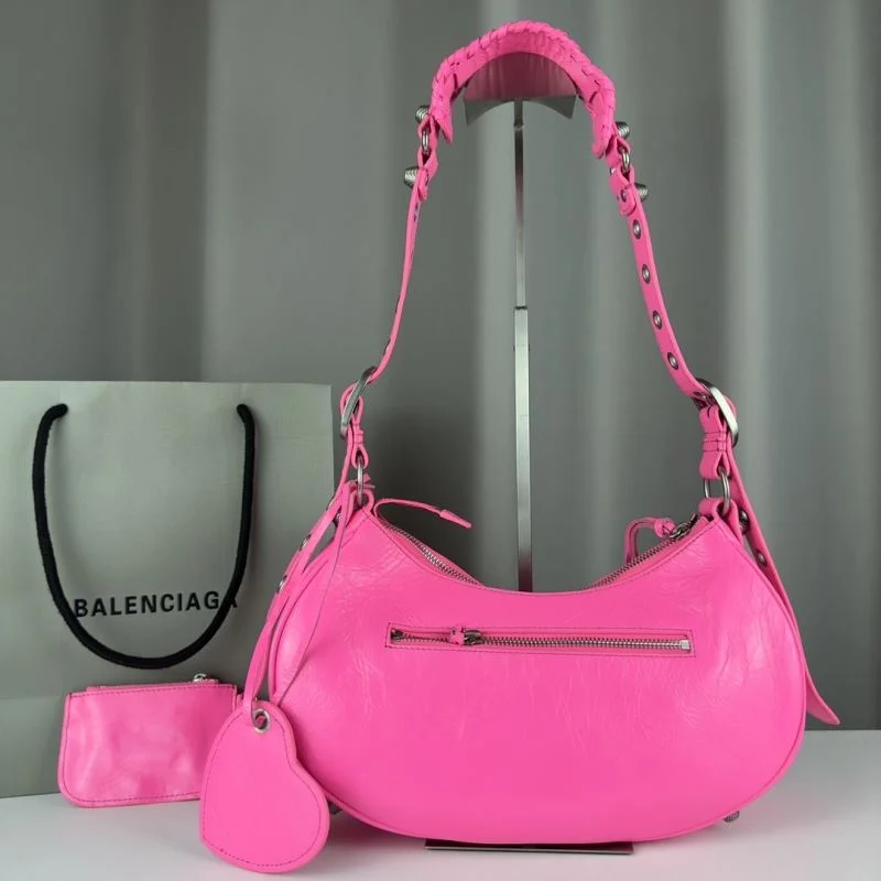 Balenciaga Le Cagole Half-Moon Pink Twill Crossbody Bag Bright 38355