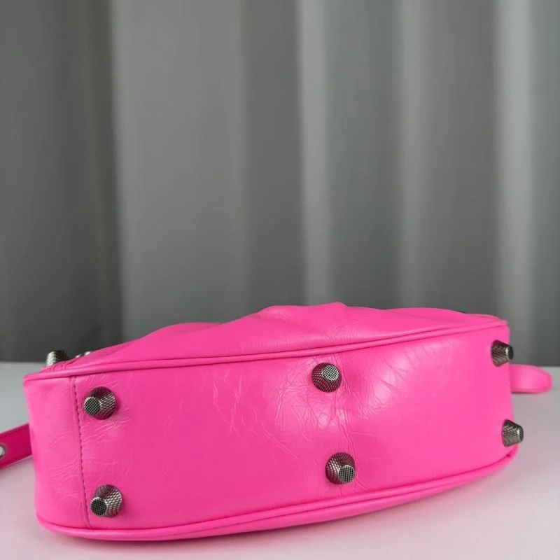 Balenciaga Le Cagole Half-Moon Pink Twill Crossbody Bag Bright 38355