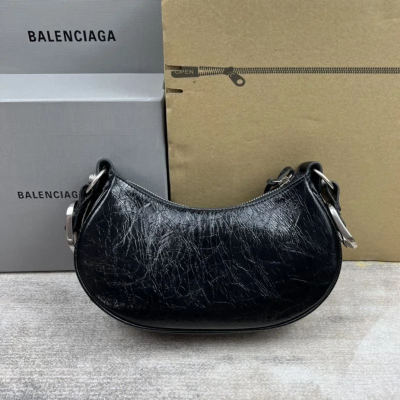 EyeCatching Balenciaga Le Cagole Half-Moon Shoulder Bag in Oil Wax Leather 38366