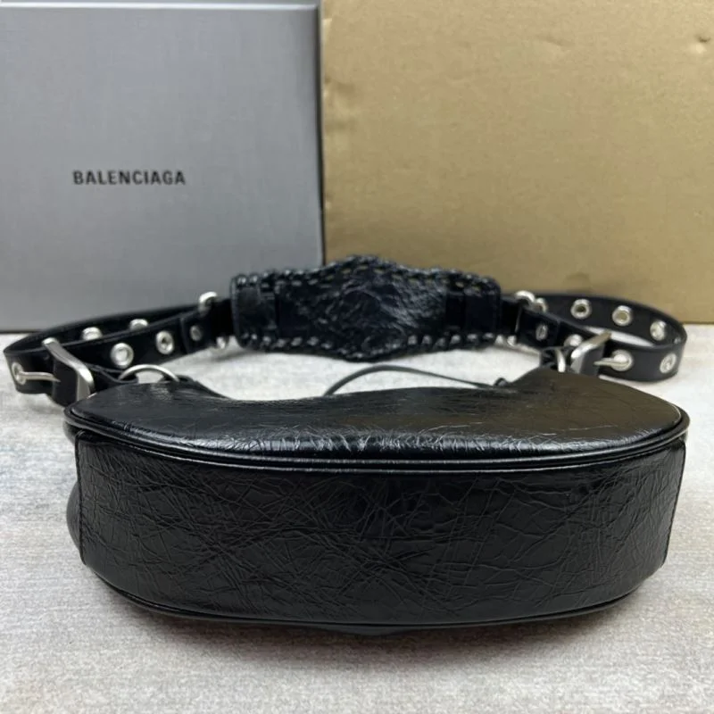 EyeCatching Balenciaga Le Cagole Half-Moon Shoulder Bag in Oil Wax Leather 38366