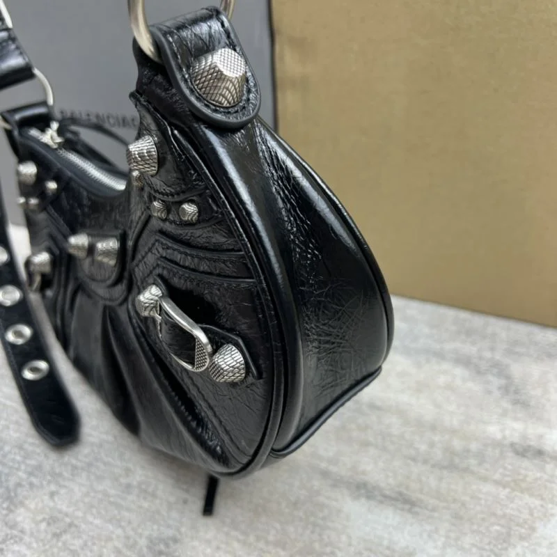 EyeCatching Balenciaga Le Cagole Half-Moon Shoulder Bag in Oil Wax Leather 38366
