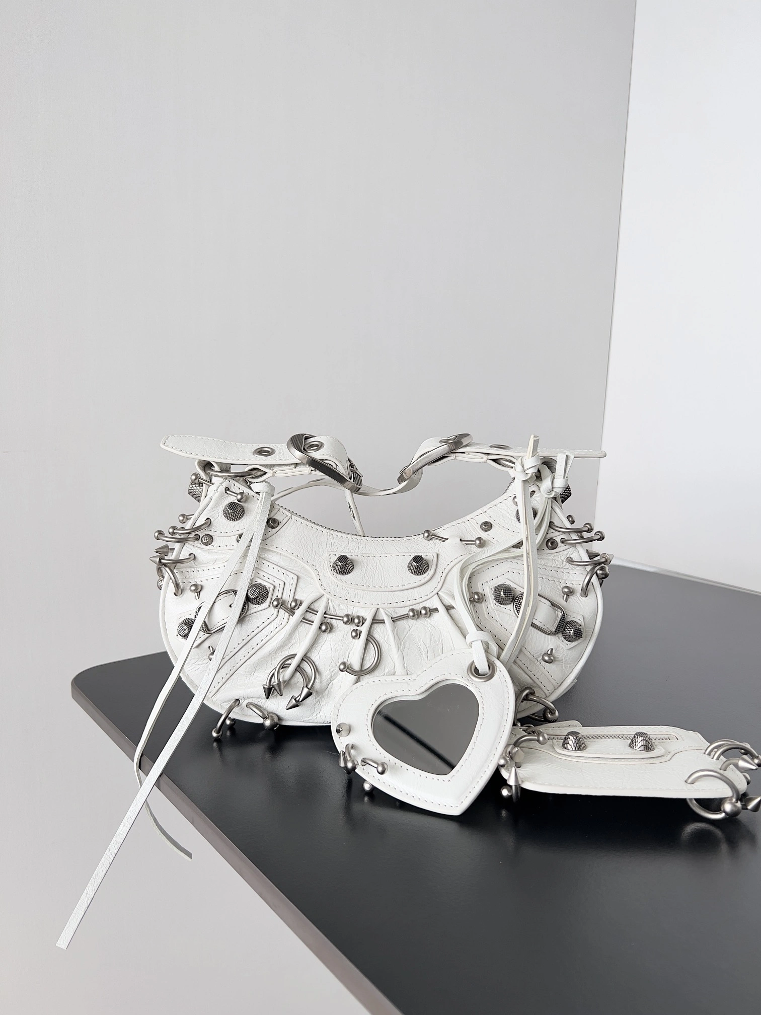 Balenciaga Le Cagole Half-Moon Studded Handbag with Adjustable Strap Stylish 64700