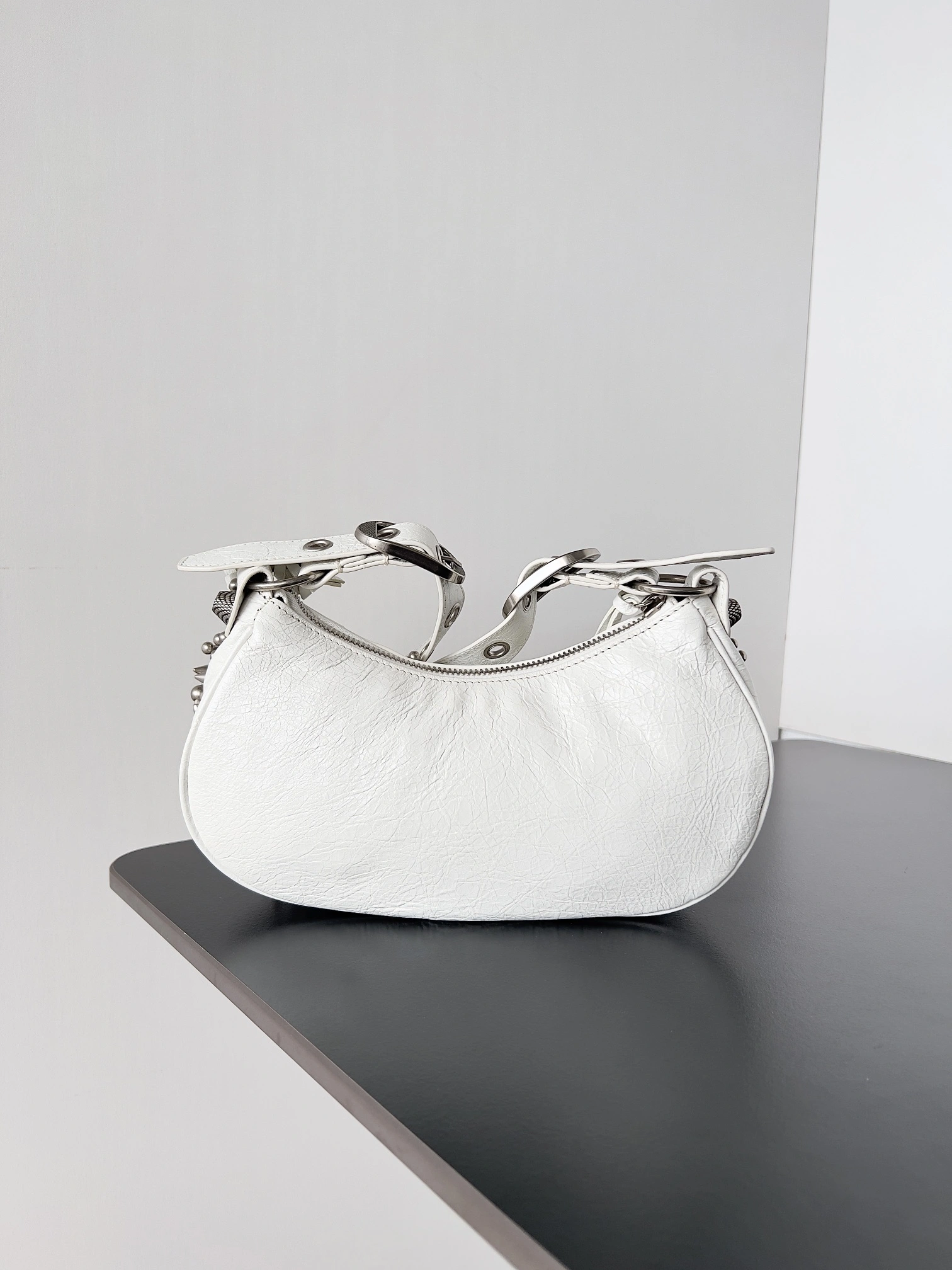Balenciaga Le Cagole Half-Moon Studded Handbag with Adjustable Strap Stylish 64700