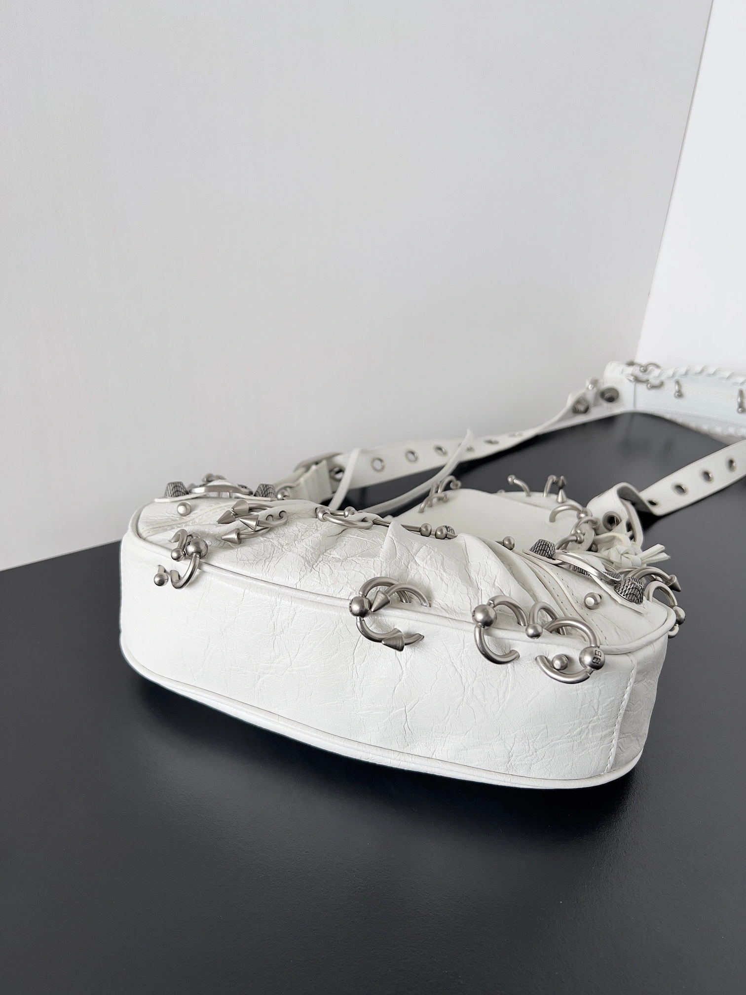 Balenciaga Le Cagole Half-Moon Studded Handbag with Adjustable Strap Stylish 64700