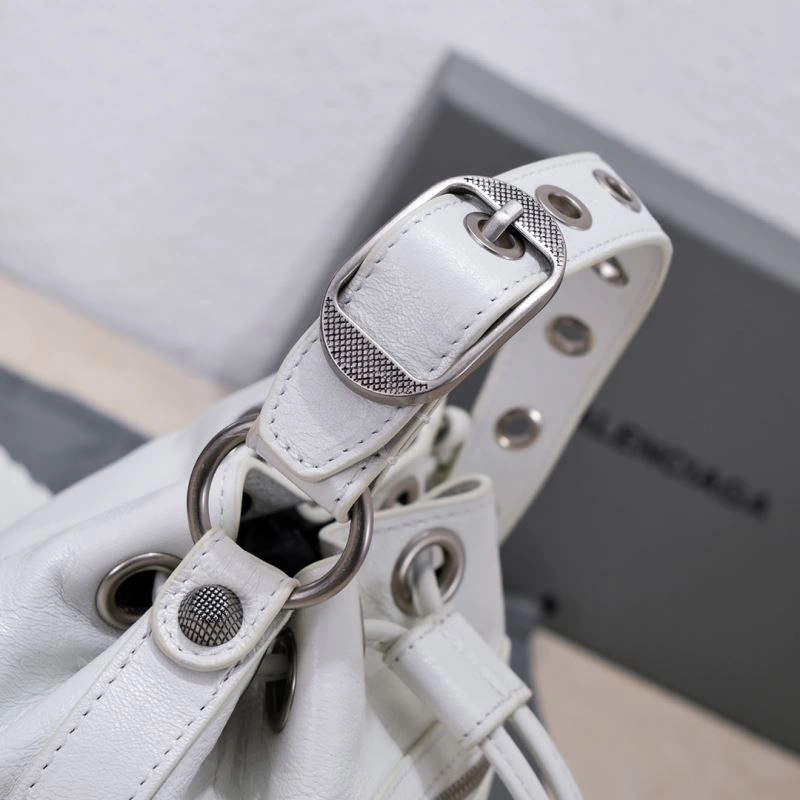 Balenciaga Le Cagole Heart Mirror Bucket Bag in Cracked Lambskin Upgraded 75348
