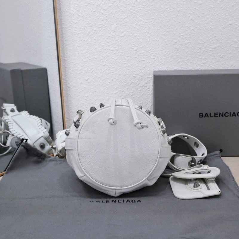 Balenciaga Le Cagole Heart Mirror Bucket Bag in Cracked Lambskin Upgraded 75348