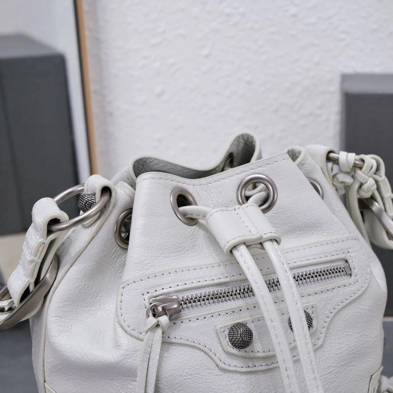 Balenciaga Le Cagole Heart Mirror Bucket Bag in Cracked Lambskin Upgraded 75348