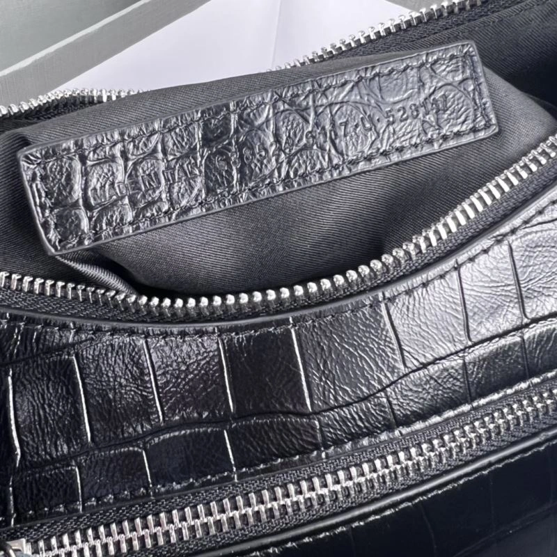 Balenciaga Le Cagole Large Black Crocodile Shoulder Bag with Diamonds Flexible 78798