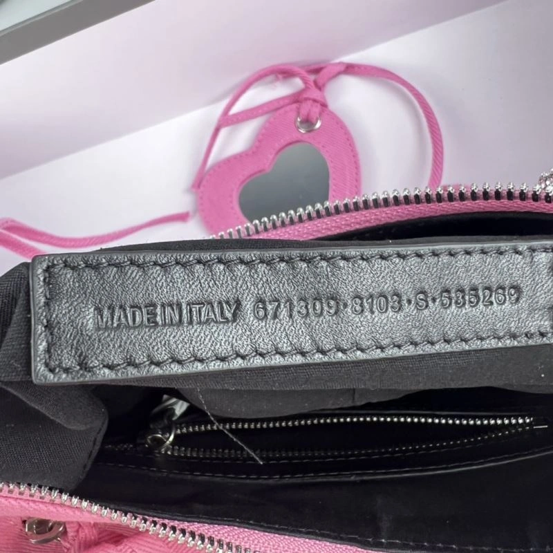 Versatile Balenciaga Le Cagole Large Rhinestone Pink Half-Moon Shoulder Bag 78811
