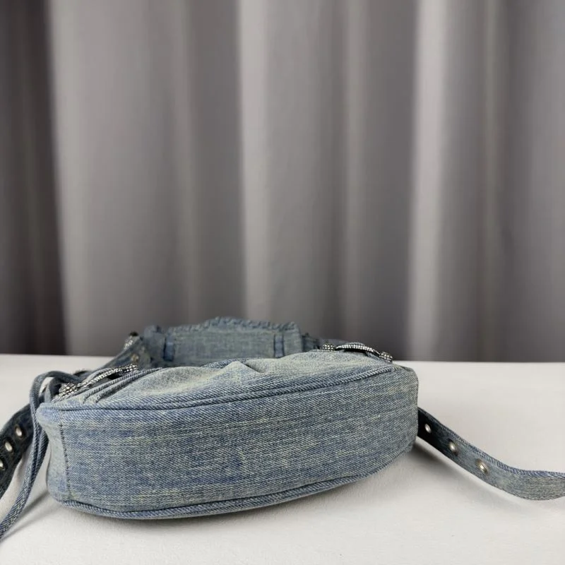 Balenciaga Le Cagole Light Blue Denim Half-Moon Crossbody Bag HighPerformance 38393