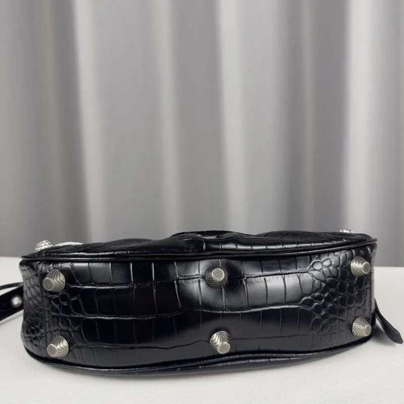Elegant Balenciaga Le Cagole Luxe Crocodile-Embossed Shoulder Bag 38379