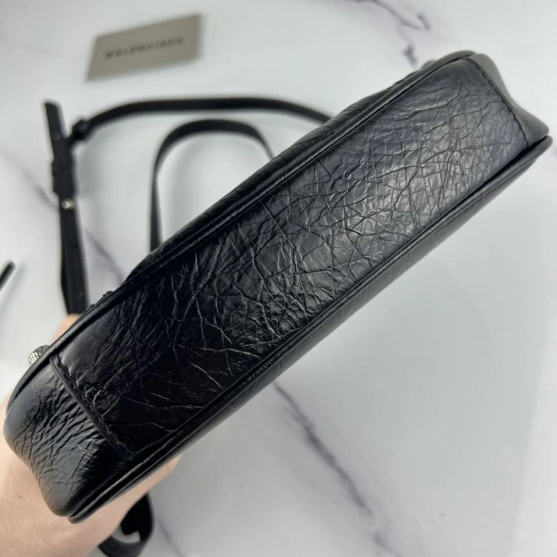 AllSeason Balenciaga Le Cagole Mini Cracked Black with Silver Buckle Bag 78826